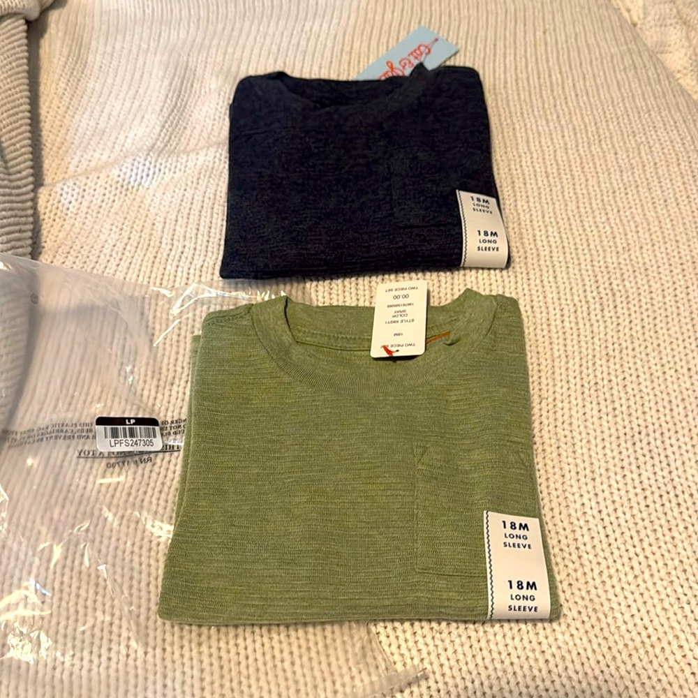 2-Pack Baby Boys’ Long Sleeve Shirts - Brand New with Tags